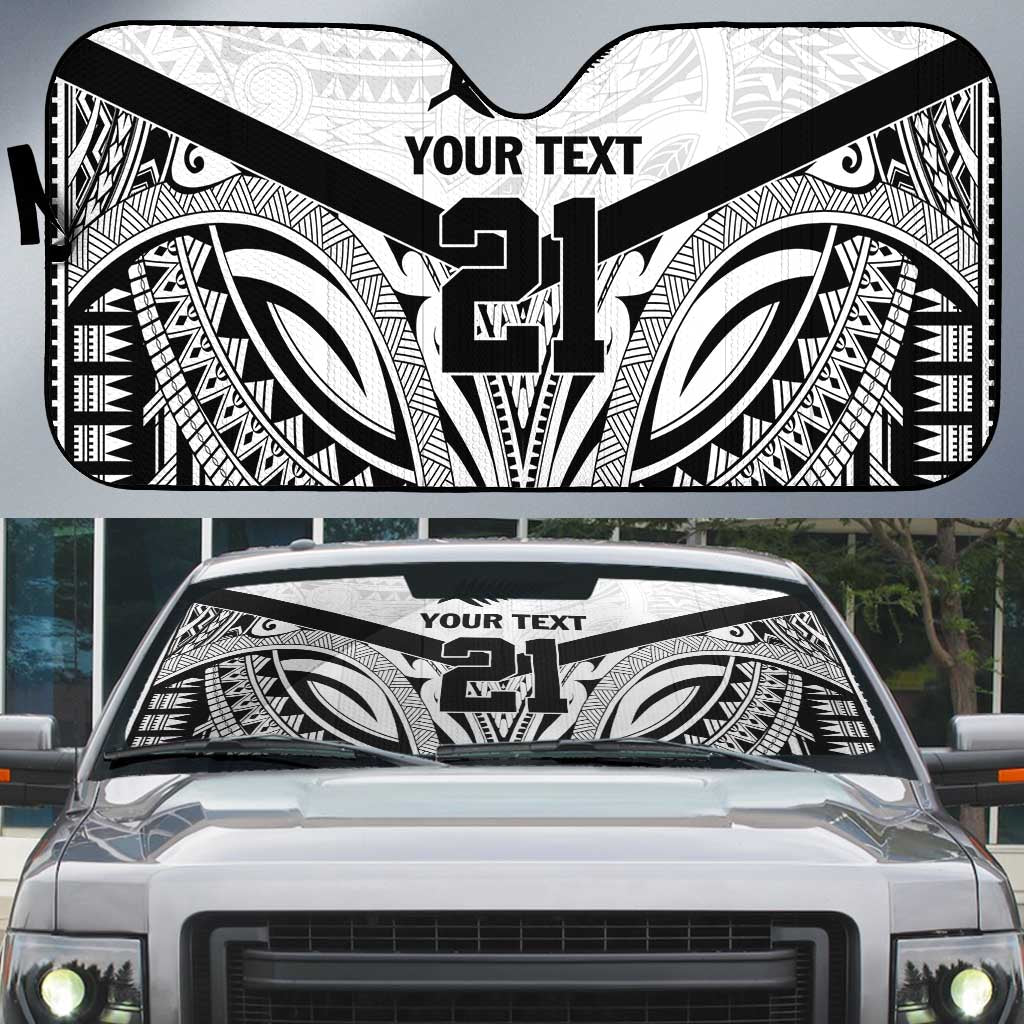 New Zealand Football Custom Auto Sun Shade All White Fern Go Champions LT9 White - Polynesian Pride
