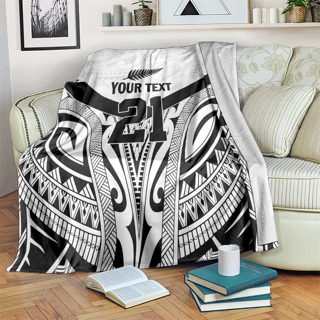 New Zealand Football Custom Blanket All White Fern Go Champions LT9 White - Polynesian Pride