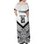 New Zealand Football Custom Family Matching Off Shoulder Maxi Dress and Hawaiian Shirt All White Fern Go Champions