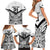 New Zealand Football Custom Family Matching Short Sleeve Bodycon Dress and Hawaiian Shirt All White Fern Go Champions