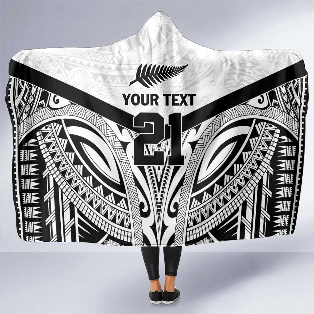 New Zealand Football Custom Hooded Blanket All White Fern Go Champions LT9 One Size White - Polynesian Pride