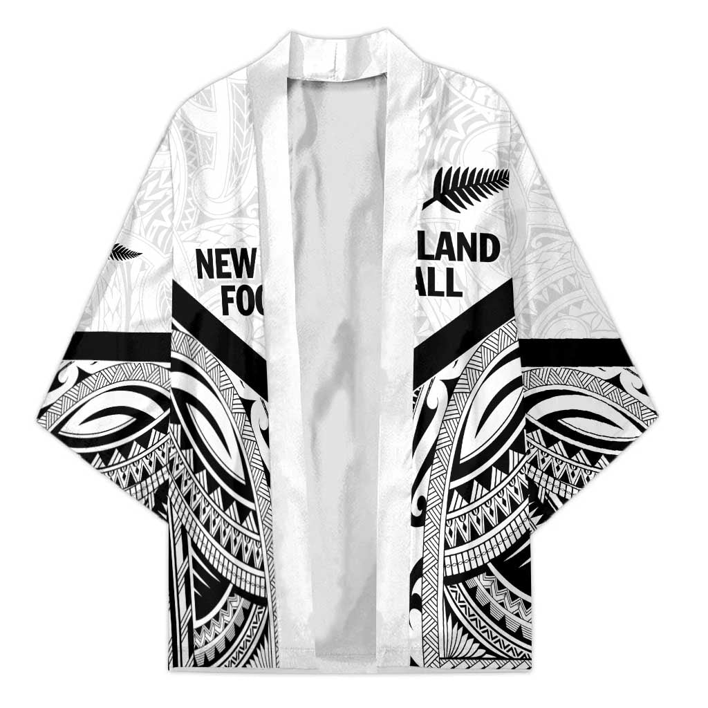 New Zealand Football Custom Kimono All White Fern Go Champions LT9 Unisex White - Polynesian Pride