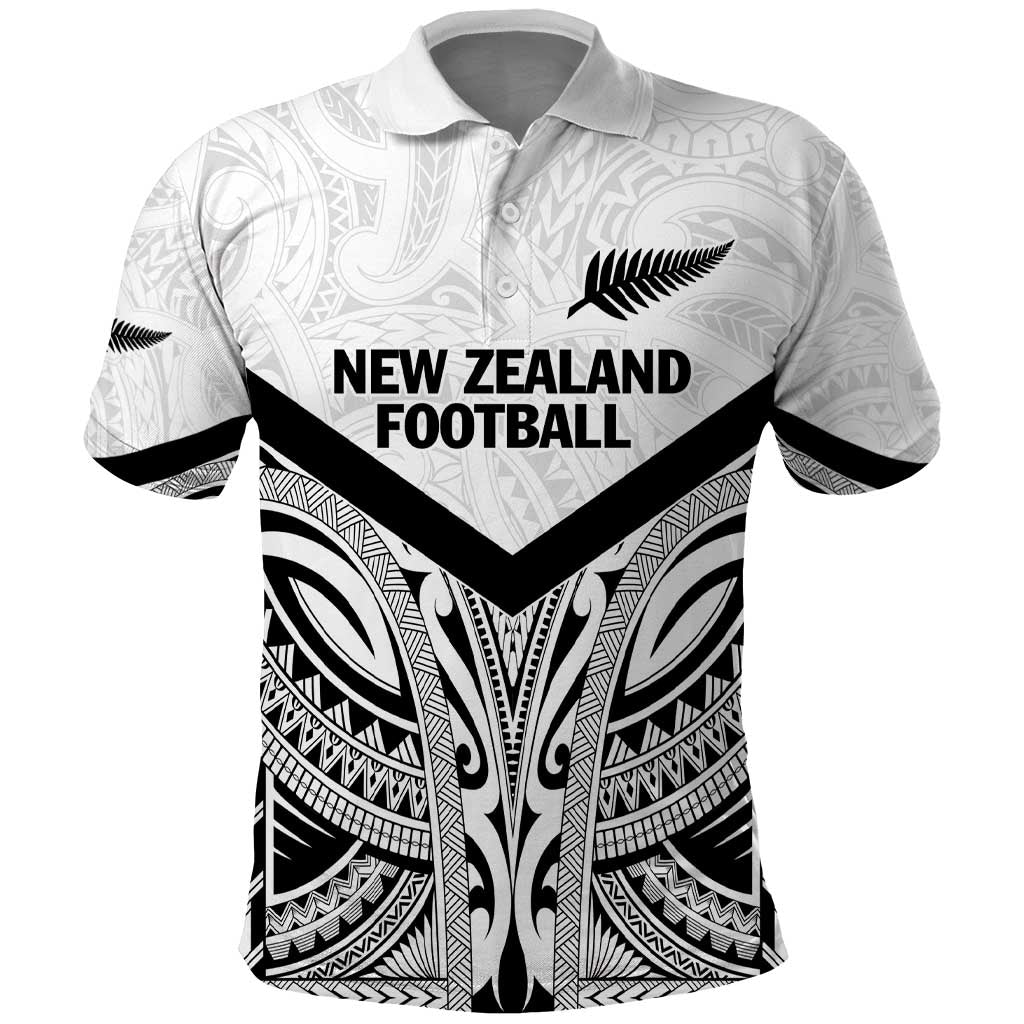 New Zealand Football Custom Polo Shirt All White Fern Go Champions