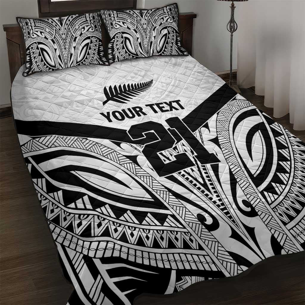 New Zealand Football Custom Quilt Bed Set All White Fern Go Champions LT9 White - Polynesian Pride
