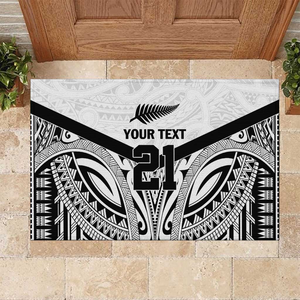 New Zealand Football Custom Rubber Doormat All White Fern Go Champions LT9 White - Polynesian Pride