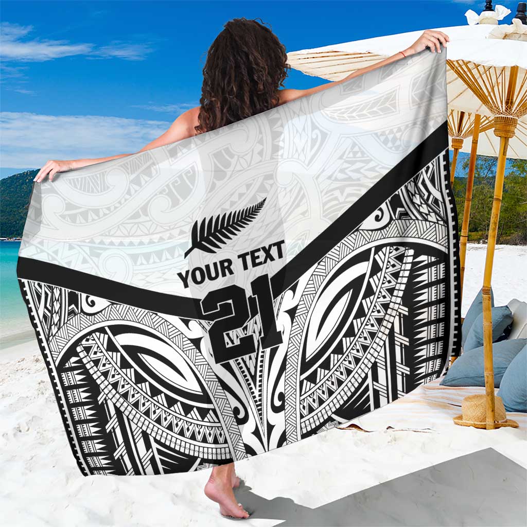New Zealand Football Custom Sarong All White Fern Go Champions LT9 One Size 44 x 66 inches White - Polynesian Pride