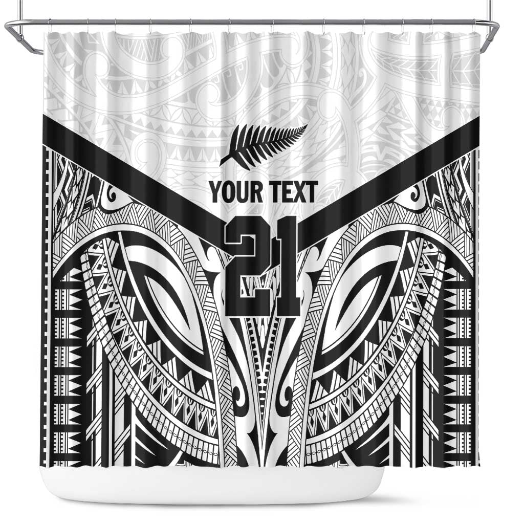 New Zealand Football Custom Shower Curtain All White Fern Go Champions LT9 White - Polynesian Pride