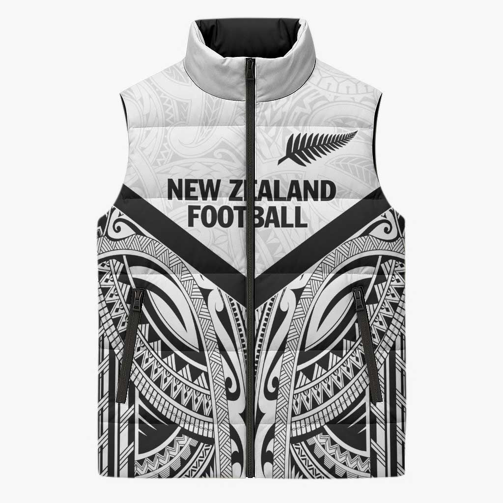 New Zealand Football Custom Sleeveless Puffer Jacket All White Fern Go Champions LT9 Unisex White - Polynesian Pride