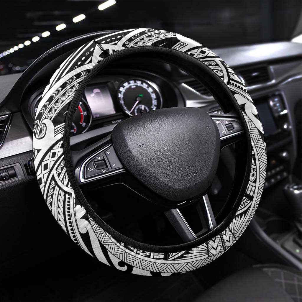 New Zealand Football Steering Wheel Cover All White Fern Go Champions LT9 Universal Fit White - Polynesian Pride