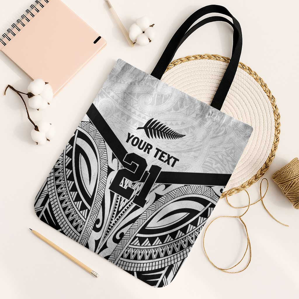 New Zealand Football Custom Tote Bag All White Fern Go Champions LT9 Black Strap One Size White - Polynesian Pride