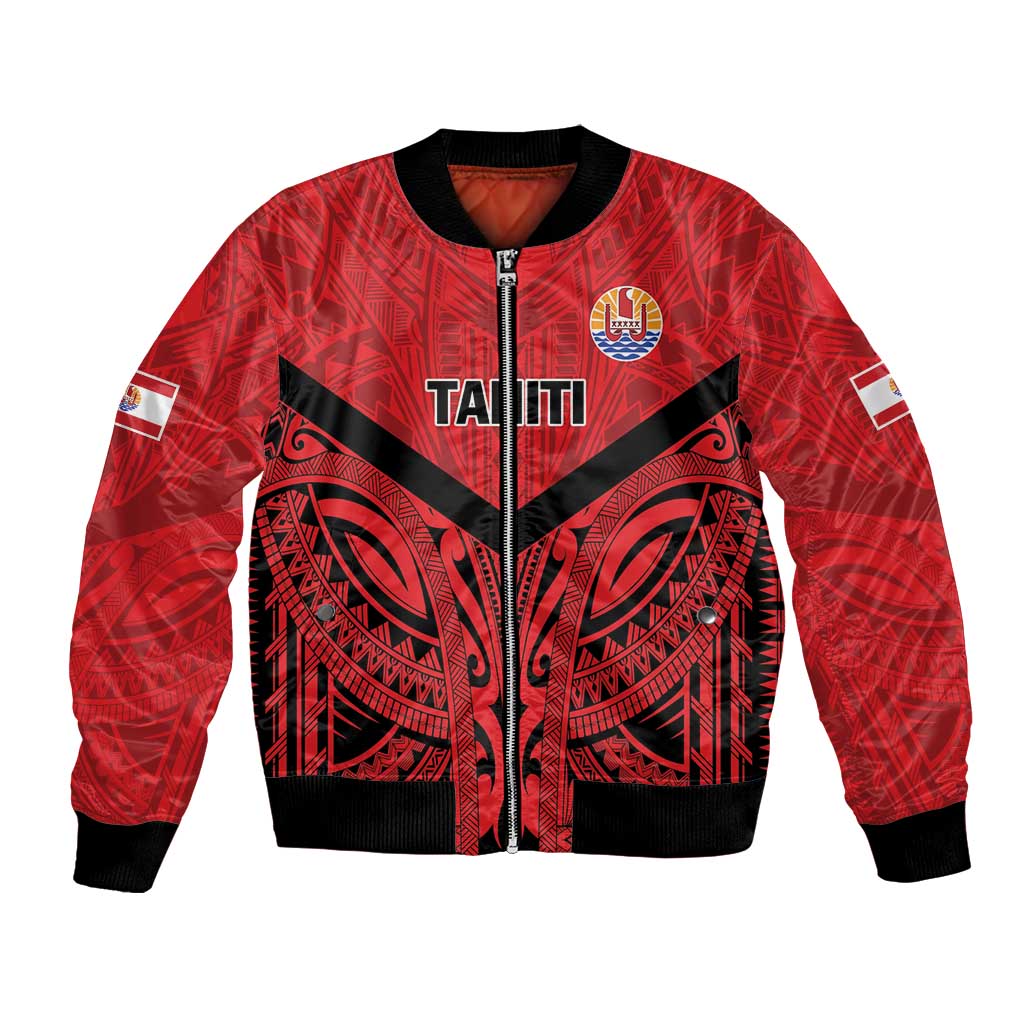 Tahiti Football Custom Bomber Jacket Toa Aito Go Champions LT9 Unisex Red - Polynesian Pride