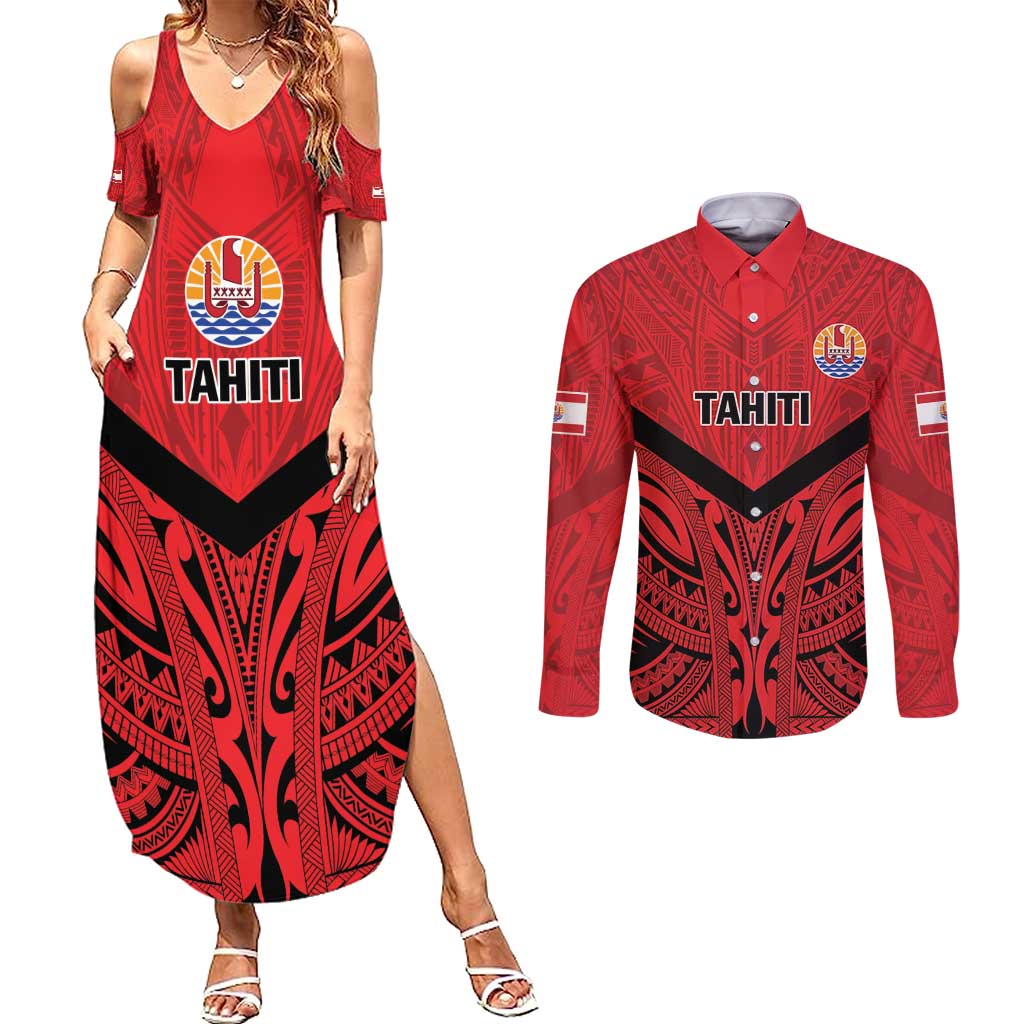 Tahiti Football Custom Couples Matching Summer Maxi Dress and Long Sleeve Button Shirt Toa Aito Go Champions