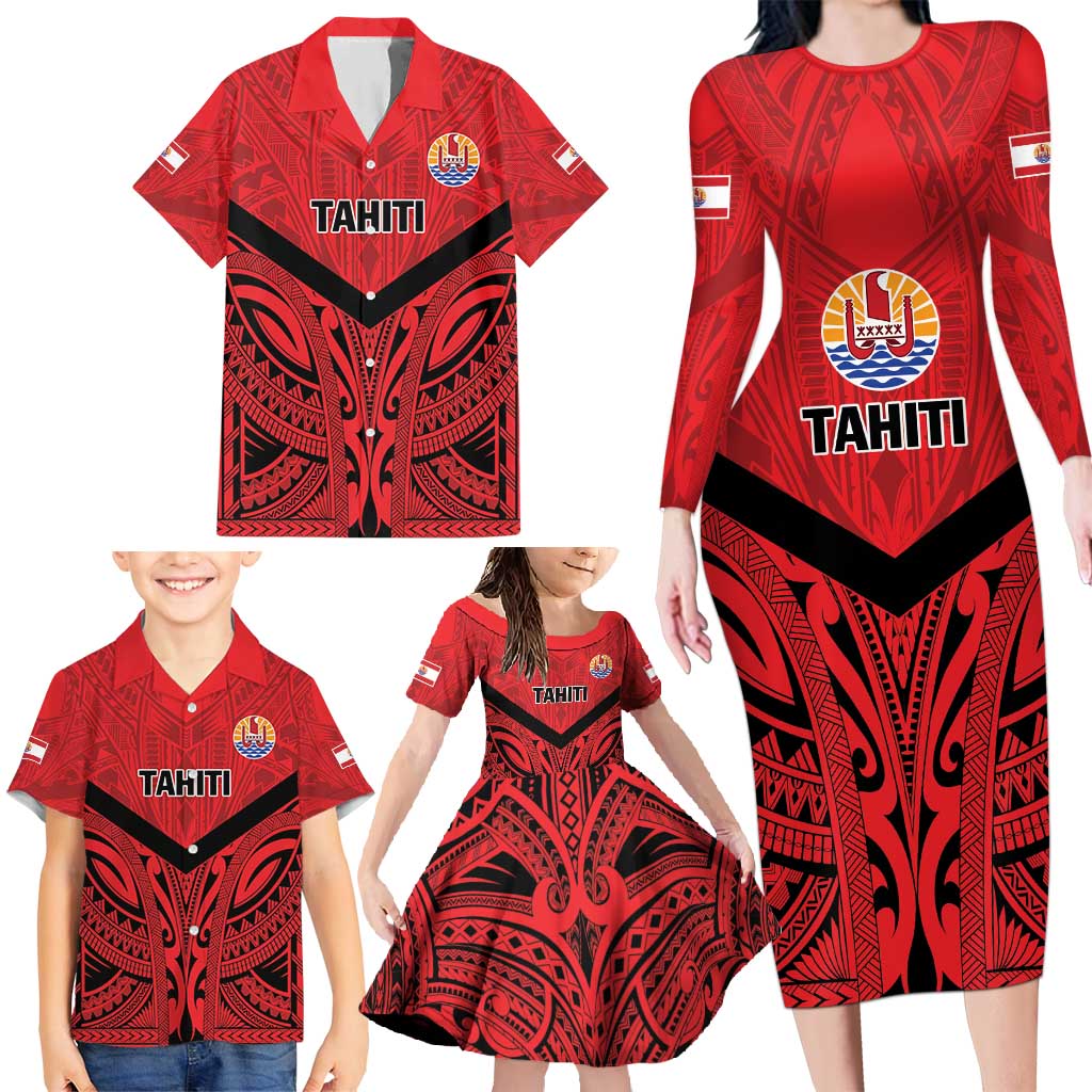 Tahiti Football Custom Family Matching Long Sleeve Bodycon Dress and Hawaiian Shirt Toa Aito Go Champions