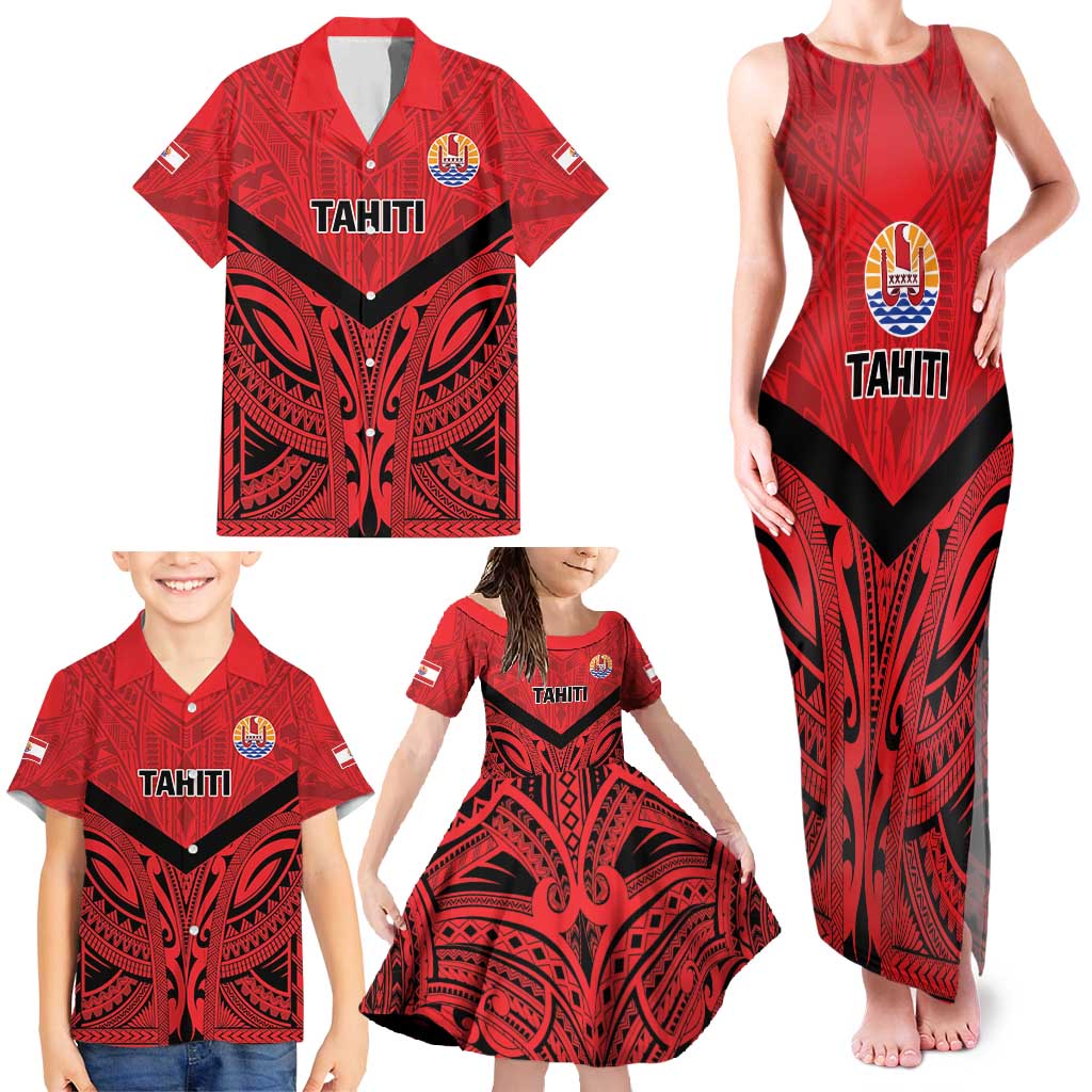 Tahiti Football Custom Family Matching Tank Maxi Dress and Hawaiian Shirt Toa Aito Go Champions