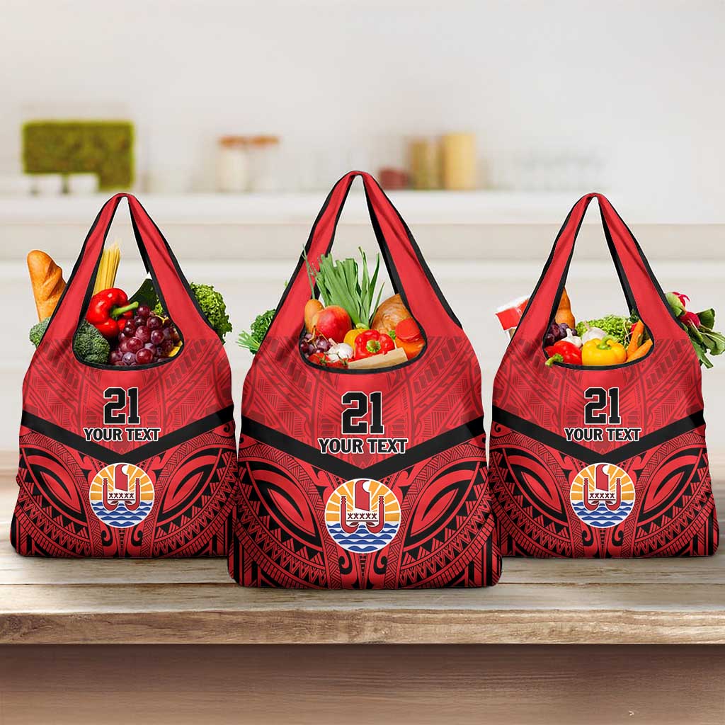 Tahiti Football Custom Grocery Bag Toa Aito Go Champions LT9 3-pack One Size Red - Polynesian Pride