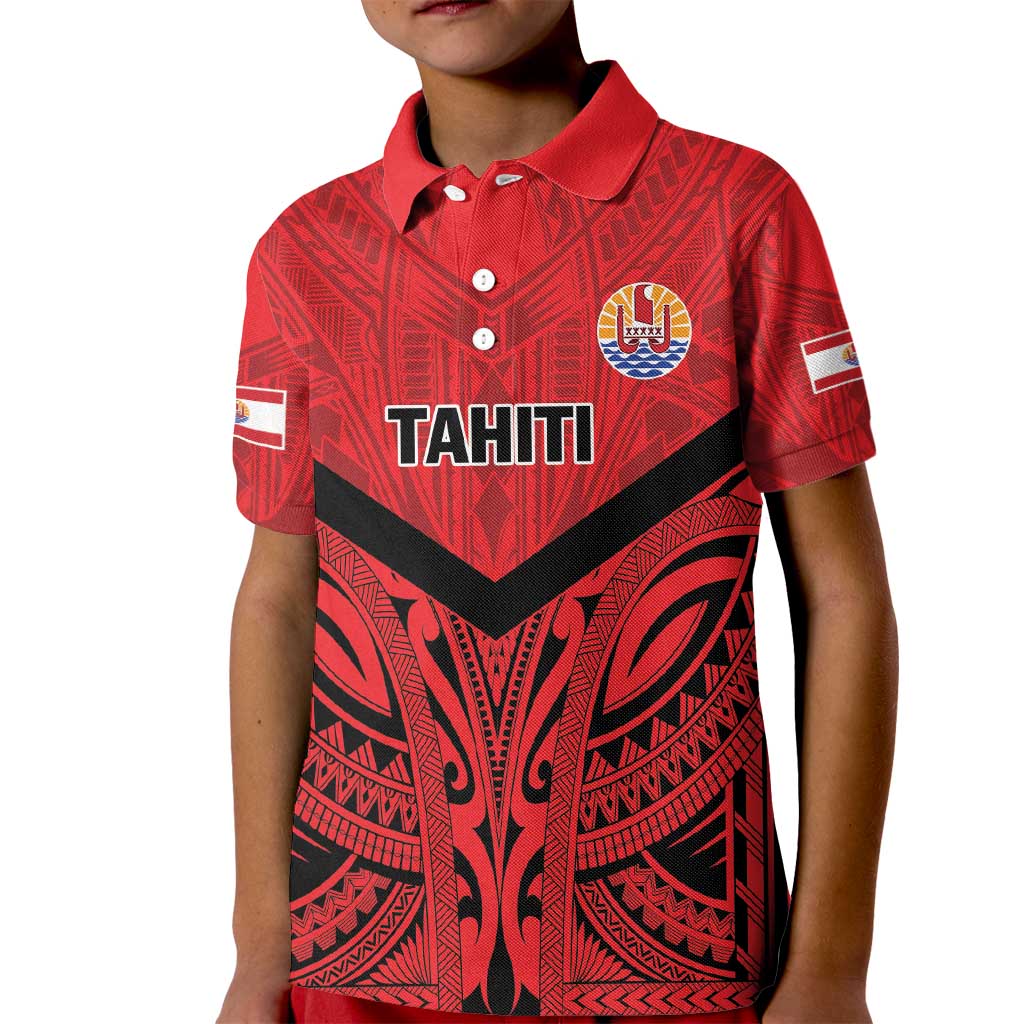 Tahiti Football Custom Kid Polo Shirt Toa Aito Go Champions LT9 Kid Red - Polynesian Pride