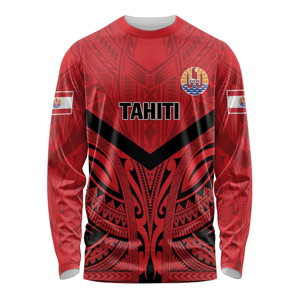Tahiti Football Custom Long Sleeve Shirt Toa Aito Go Champions LT9 Unisex Red - Polynesian Pride