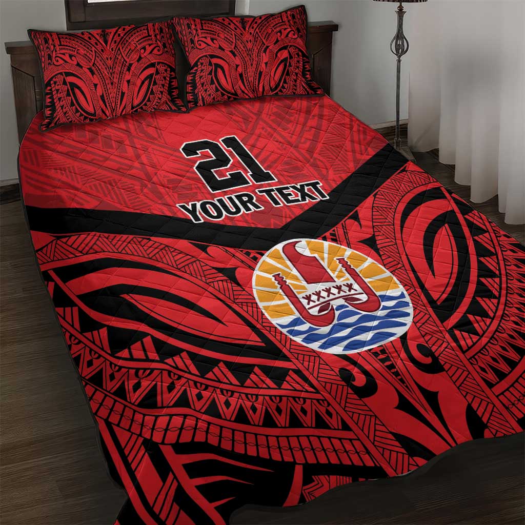 Tahiti Football Custom Quilt Bed Set Toa Aito Go Champions LT9 Red - Polynesian Pride