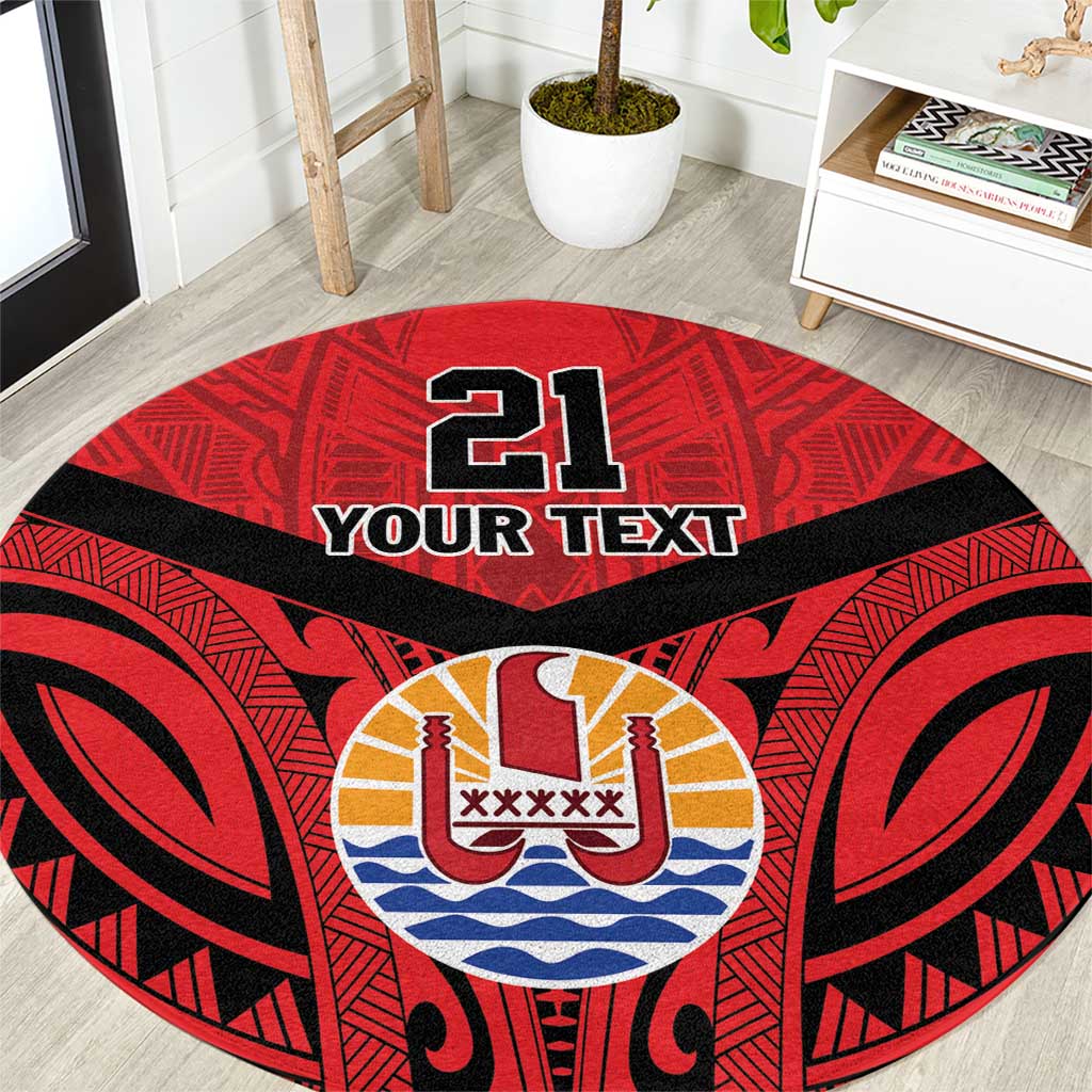 Tahiti Football Custom Round Carpet Toa Aito Go Champions LT9 Red - Polynesian Pride