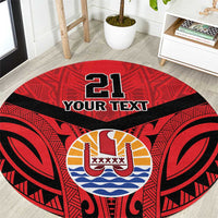 Tahiti Football Custom Round Carpet Toa Aito Go Champions LT9 Red - Polynesian Pride