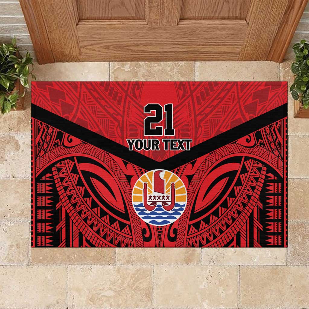 Tahiti Football Custom Rubber Doormat Toa Aito Go Champions LT9 Red - Polynesian Pride