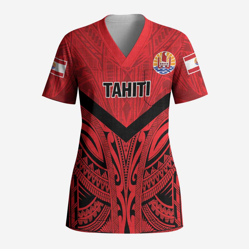 Tahiti Football Custom Scrub Top Toa Aito Go Champions LT9 Adult Red - Polynesian Pride