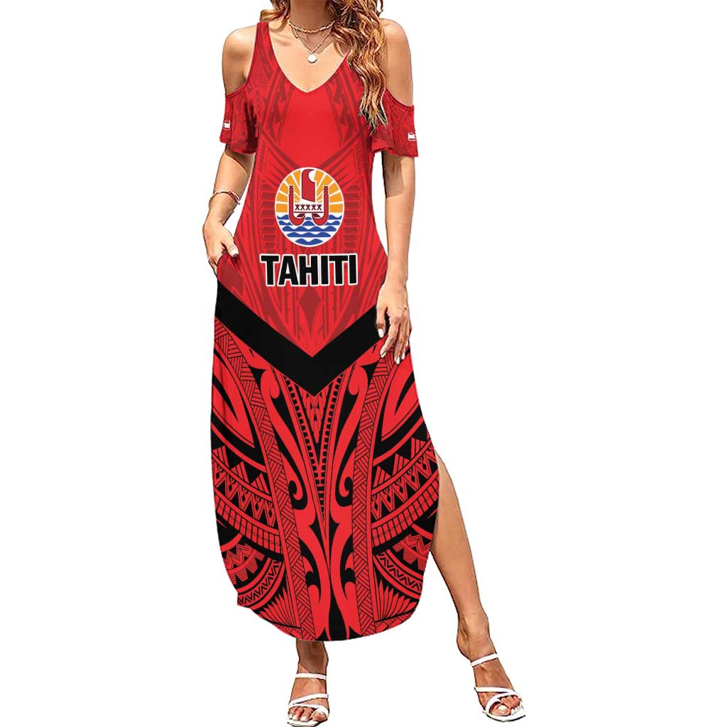 Tahiti Football Custom Summer Maxi Dress Toa Aito Go Champions LT9 Women Red - Polynesian Pride