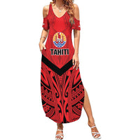 Tahiti Football Custom Summer Maxi Dress Toa Aito Go Champions LT9 Women Red - Polynesian Pride