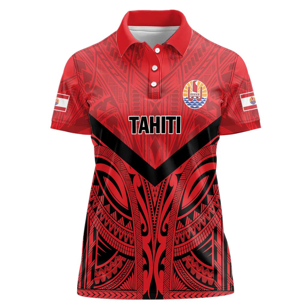 Tahiti Football Custom Women Polo Shirt Toa Aito Go Champions LT9 Female Red - Polynesian Pride
