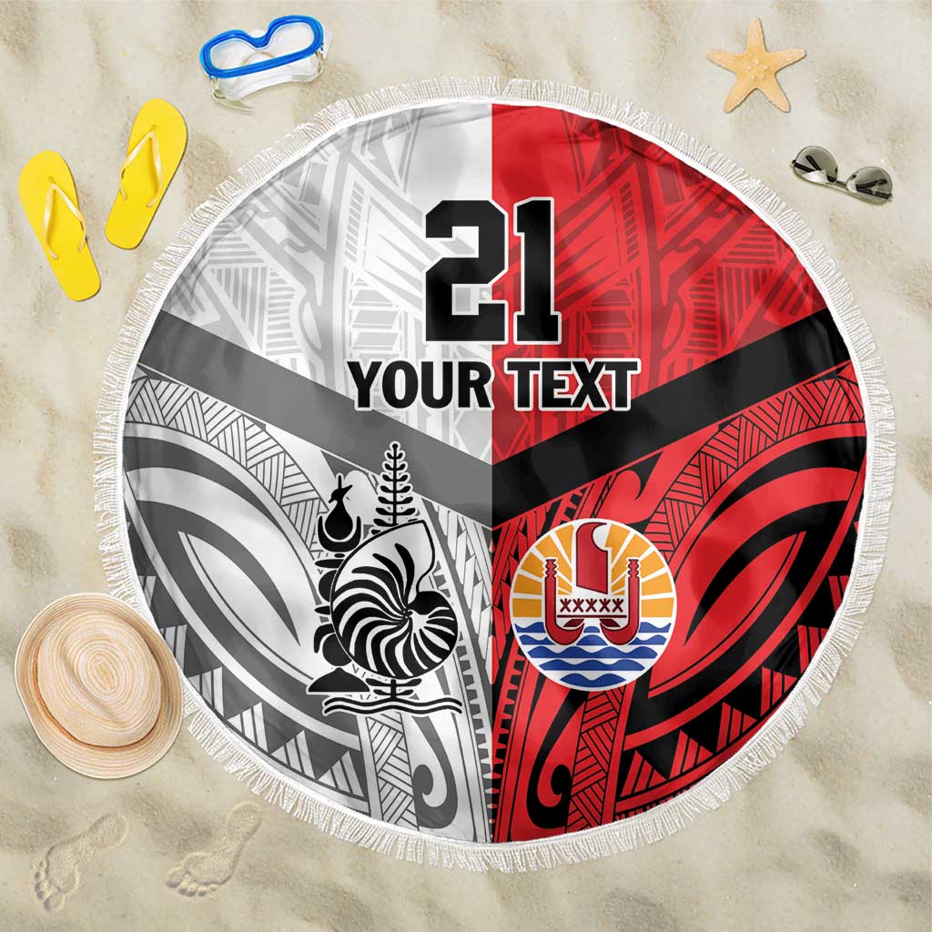 New Caledonia-Tahiti Football Custom Beach Blanket Together Go Champions