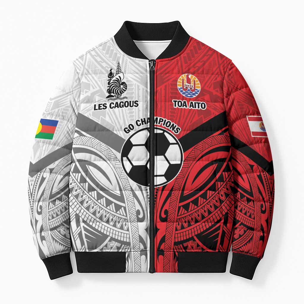New Caledonia-Tahiti Football Custom Bomber Puffer Jacket Together Go Champions LT9 Unisex Art - Polynesian Pride