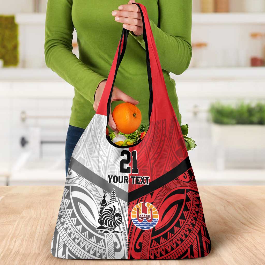 New Caledonia-Tahiti Football Custom Grocery Bag Together Go Champions LT9 - Polynesian Pride