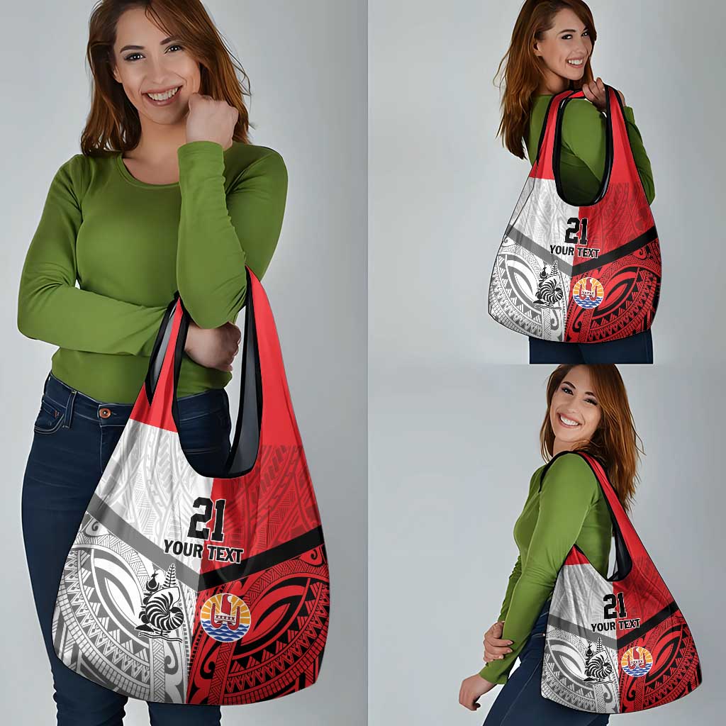 New Caledonia-Tahiti Football Custom Grocery Bag Together Go Champions LT9 - Polynesian Pride