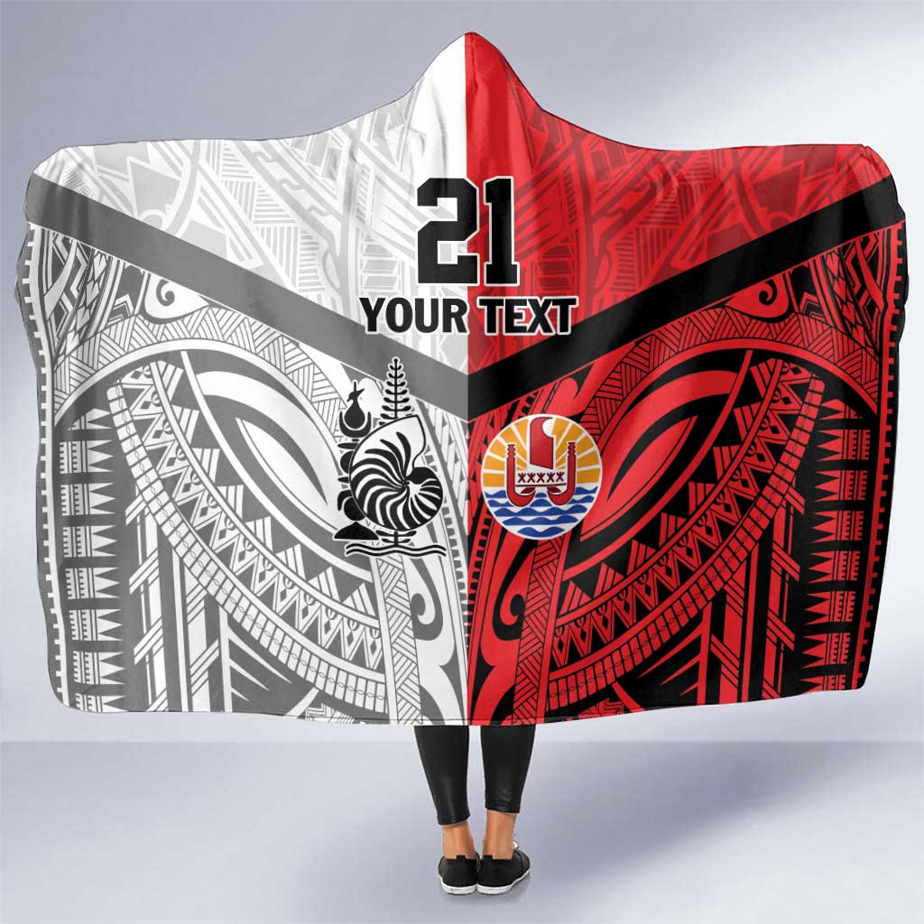 New Caledonia-Tahiti Football Custom Hooded Blanket Together Go Champions