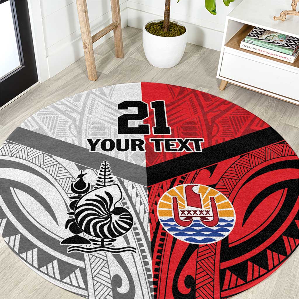 New Caledonia-Tahiti Football Custom Round Carpet Together Go Champions LT9 Art - Polynesian Pride