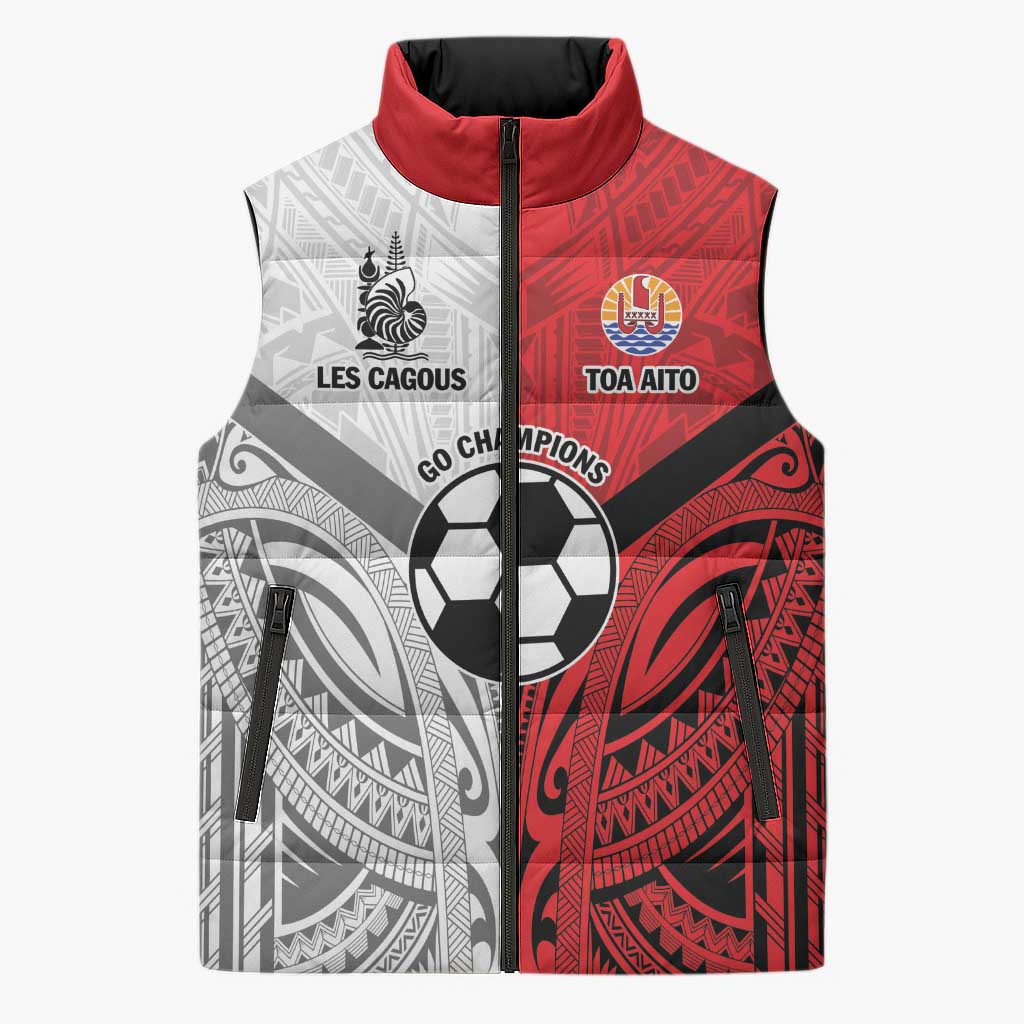 New Caledonia-Tahiti Football Custom Sleeveless Puffer Jacket Together Go Champions LT9 Unisex Art - Polynesian Pride