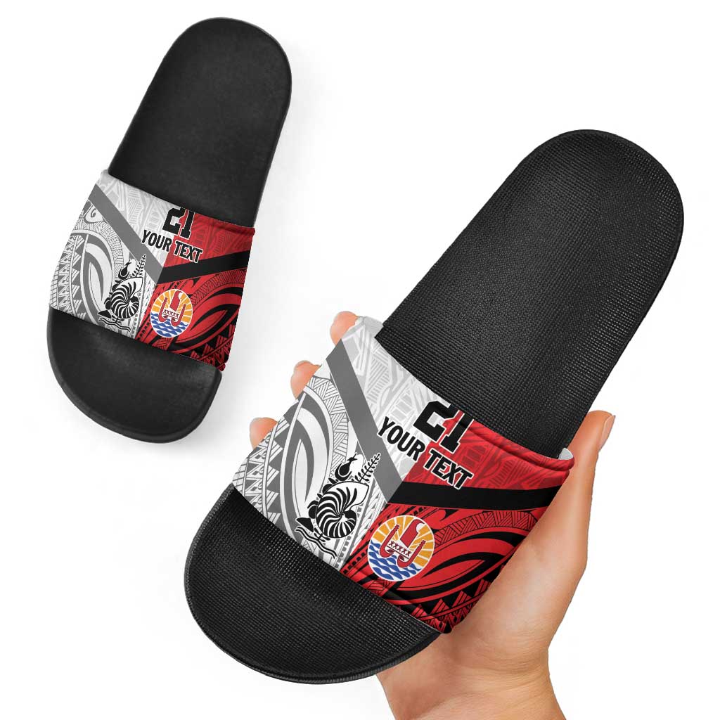 New Caledonia-Tahiti Football Custom Slide Sandals Together Go Champions LT9 - Polynesian Pride