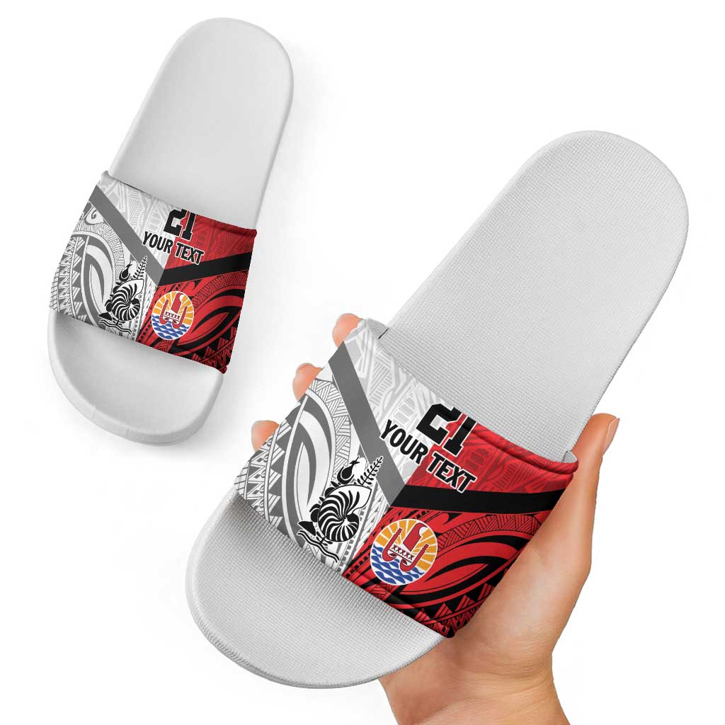 New Caledonia-Tahiti Football Custom Slide Sandals Together Go Champions LT9 - Polynesian Pride
