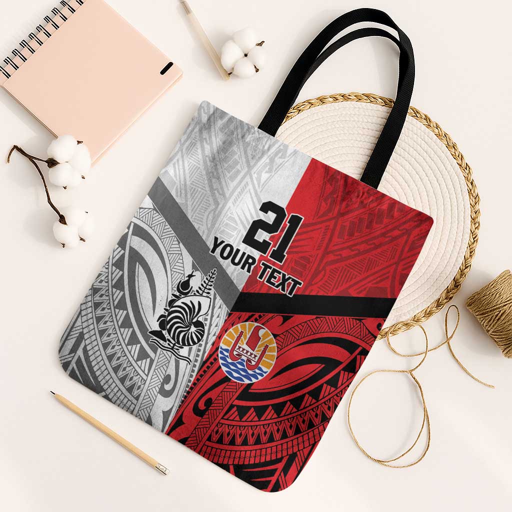 New Caledonia-Tahiti Football Custom Tote Bag Together Go Champions LT9 Black Strap One Size Art - Polynesian Pride