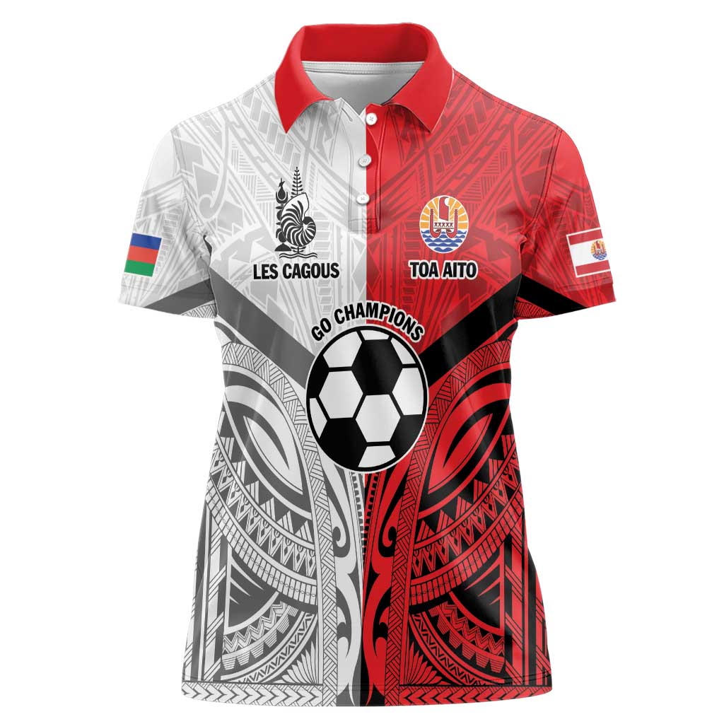 New Caledonia-Tahiti Football Custom Women Polo Shirt Together Go Champions