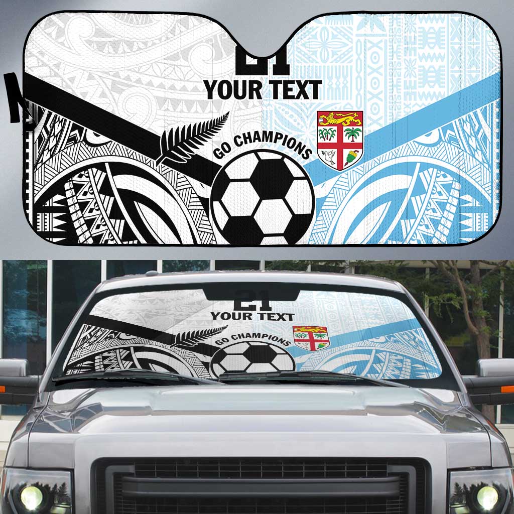 New Zealand-Fiji Football Custom Auto Sun Shade Together Go Champions LT9 Art - Polynesian Pride