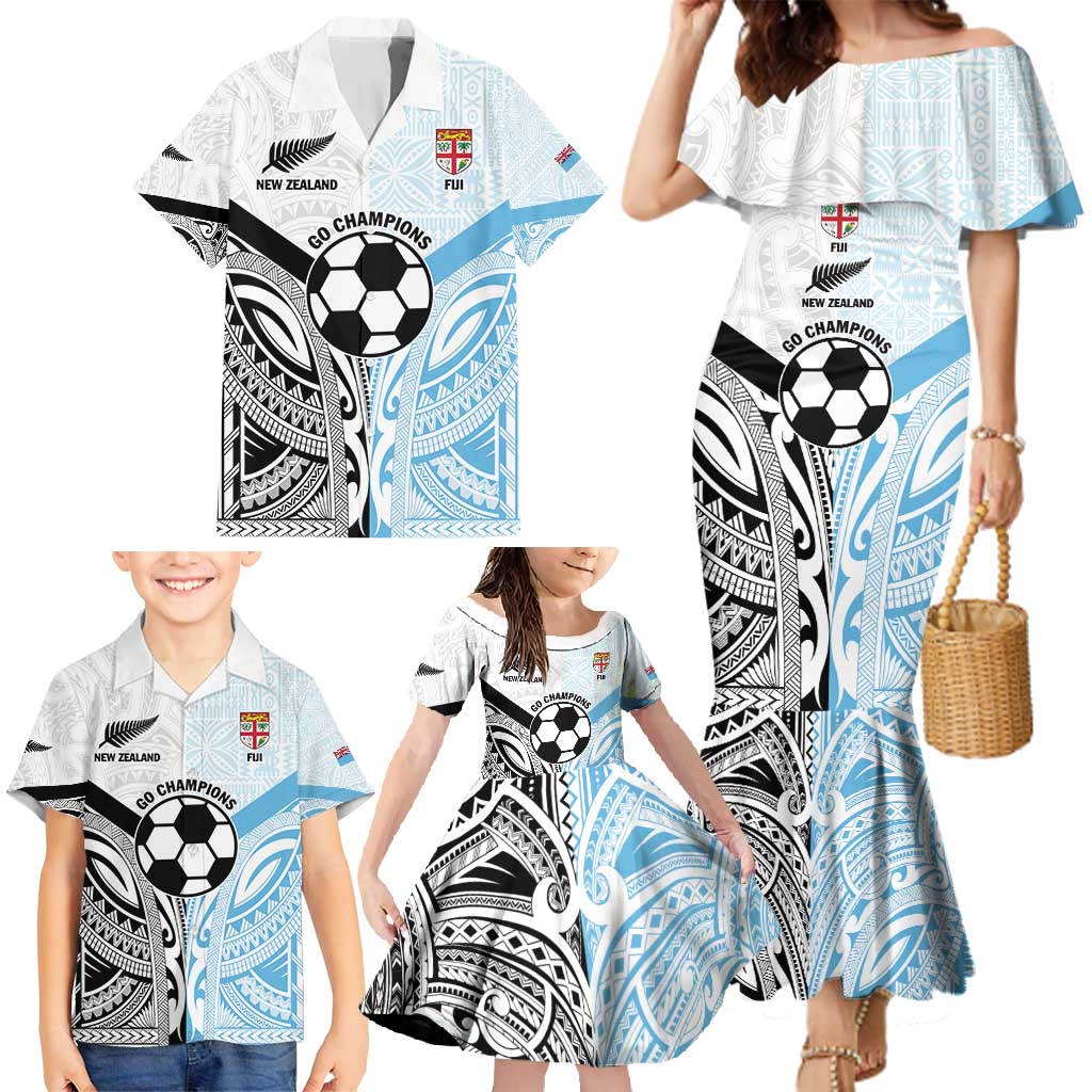 New Zealand-Fiji Football Custom Family Matching Mermaid Dress and Hawaiian Shirt Together Go Champions