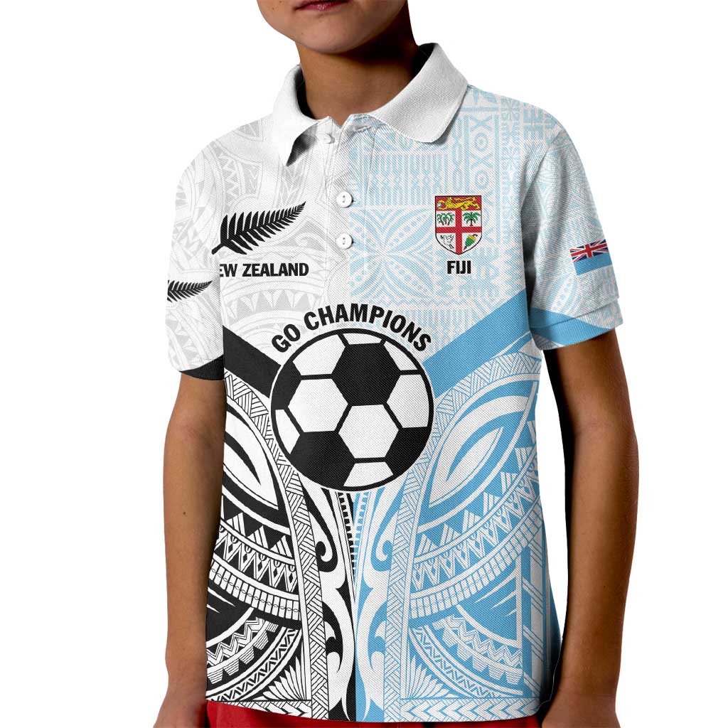 New Zealand-Fiji Football Custom Kid Polo Shirt Together Go Champions LT9 Kid Art - Polynesian Pride