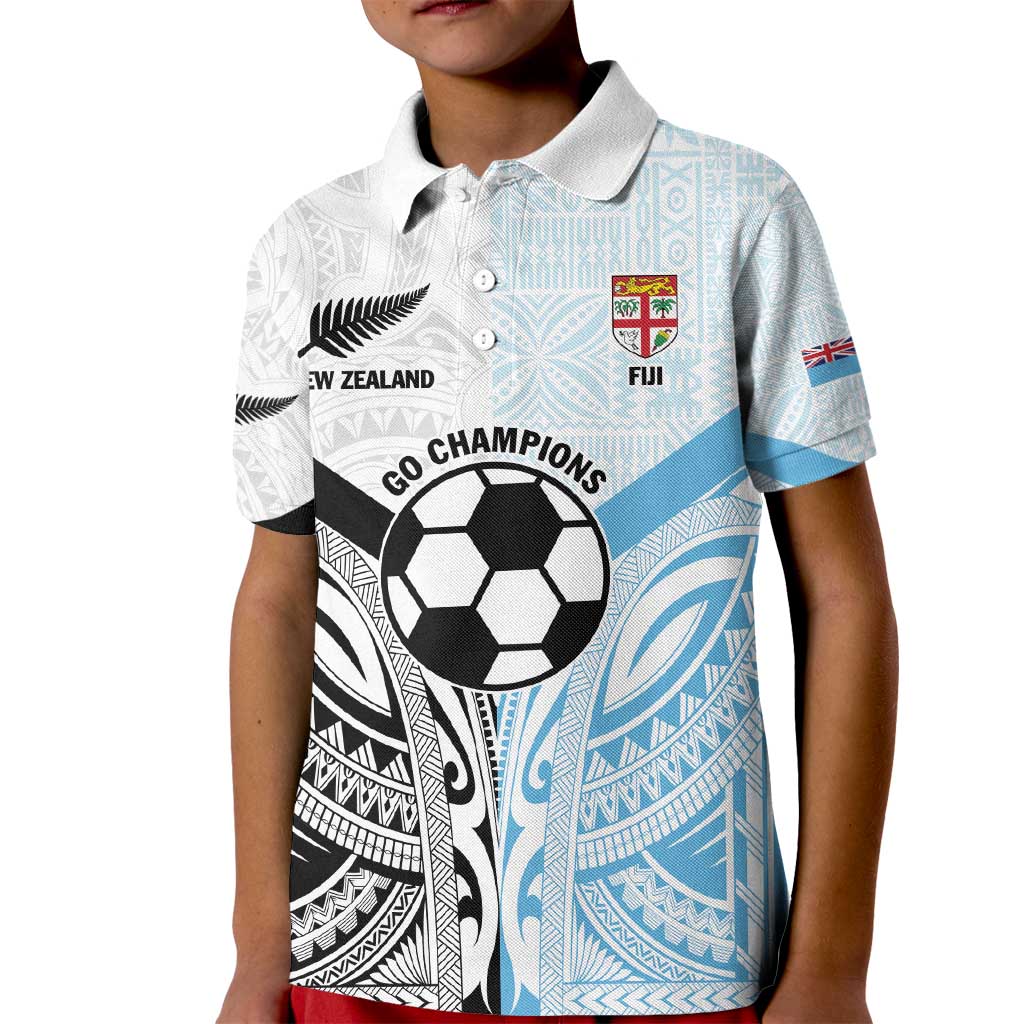 New Zealand-Fiji Football Custom Kid Polo Shirt Together Go Champions