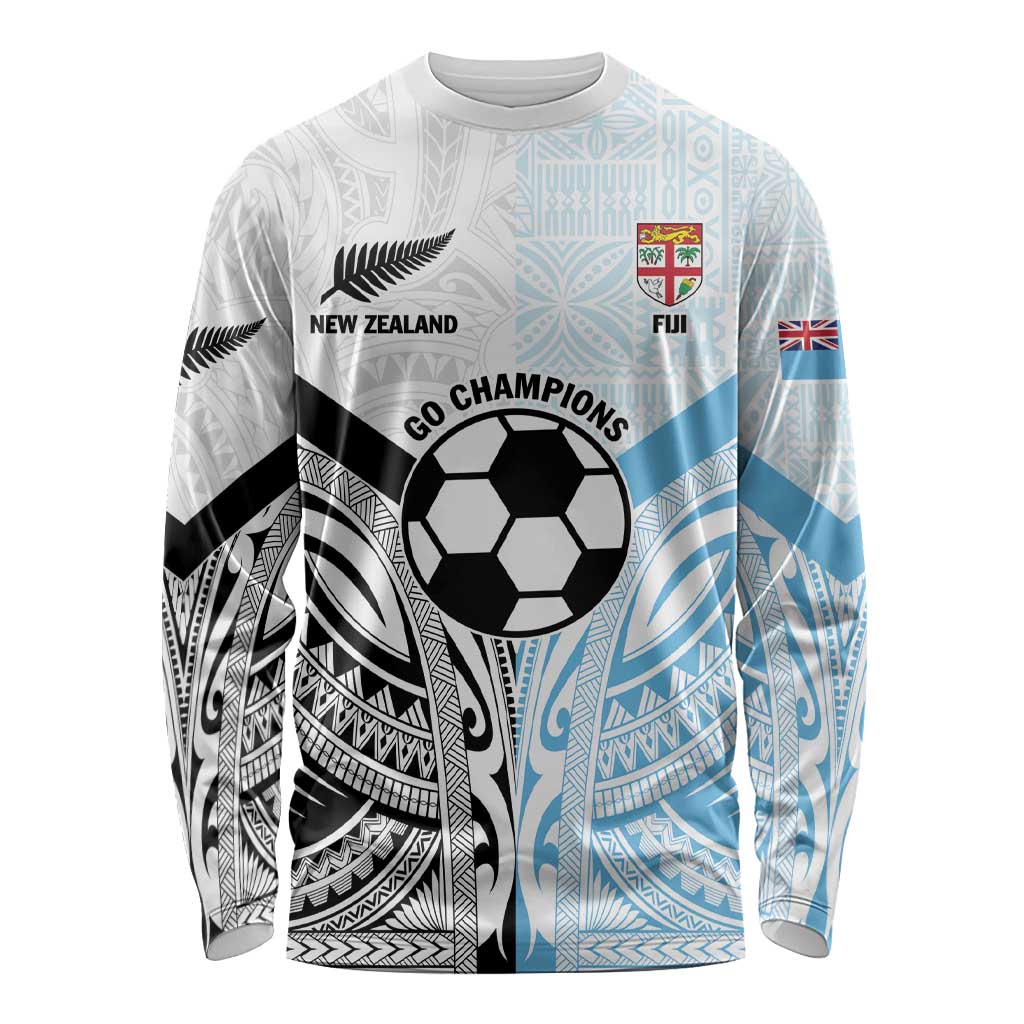 New Zealand-Fiji Football Custom Long Sleeve Shirt Together Go Champions LT9 Unisex Art - Polynesian Pride