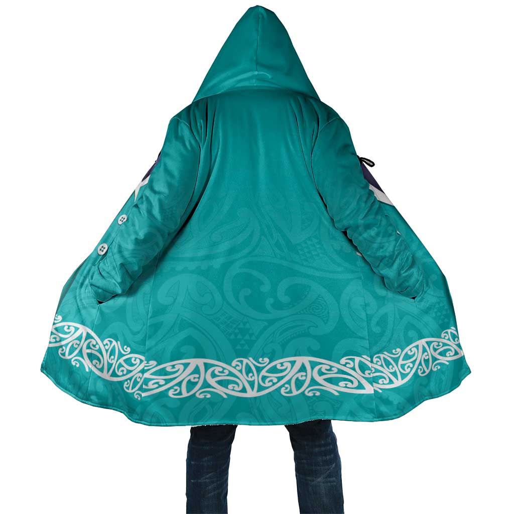 New Zealand Nurses Week Cloak Maori Kowhaiwhai Cyan Tribal LT9 Unisex Cyan - Polynesian Pride