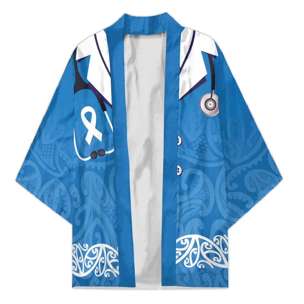 New Zealand Nurses Week Kimono Maori Kowhaiwhai Blue Tribal LT9 Unisex Blue - Polynesian Pride