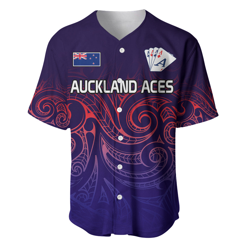 (Custom Text And Number) New Zealand Auckland Cricket Baseball Jersey Maori Traditional Ethnic Style LT9 Gradient - Polynesian Pride