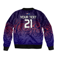 (Custom Text And Number) New Zealand Auckland Cricket Bomber Jacket Maori Traditional Ethnic Style LT9 - Polynesian Pride