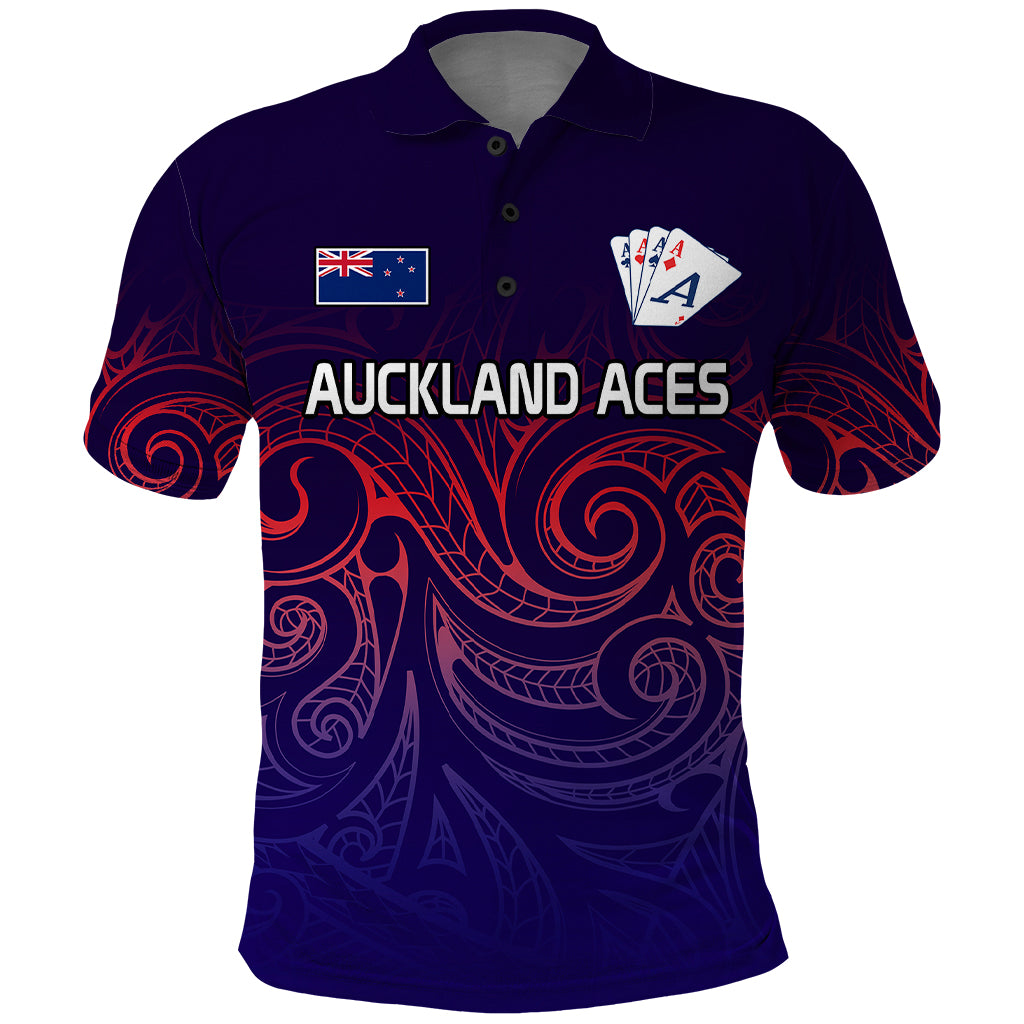 (Custom Text and Number) New Zealand Auckland Cricket Polo Shirt Maori Traditional Ethnic Style LT9 Gradient - Polynesian Pride